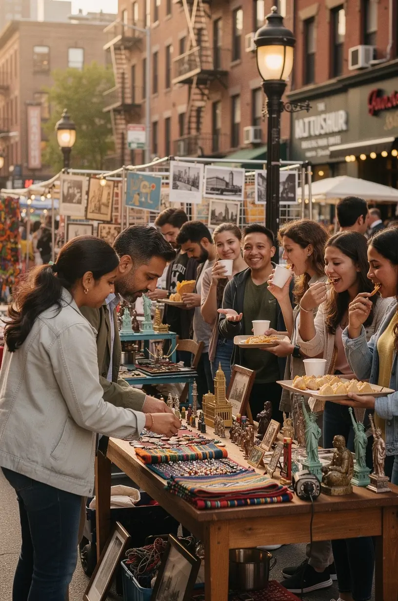 Visitors walking through a pedestrian-friendly historic district with informative plaques and guided tours.